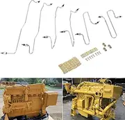 For Caterpillar CAT 3406 Fuel Injection Line Kit 6Pcs with Clamps Compatible with CAT 3406 3406B 3406C engine, 1917941 1917942 1917943 1917944 1917945 1917946