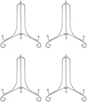 Artliving (4 Pack) 4" Iron Display Stand, Sliver Small Iron Easel Plate Display Photo Holder Stand, Displays Card,Cookie, Decorative Plates,Artwork