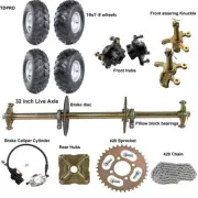 810mm ATV Go Kart Rear Axle Kit + Brake Assembly + 8" Complete Wheels Quad Trike