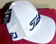 NEW TITLEIST Tour Performance Golf Hat White Blue ADJUSTABLE SNAPBACK Snap NWT !