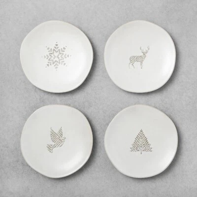 Seasonal Appetizer Plates Snowflake Deer Dove Tree Hearth & Hand Magnolia Xmas