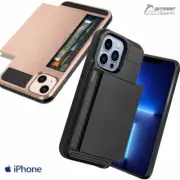 Slide Card Slot Holder Hybird Protective Case Cover for iPhone12 13 Pro Max