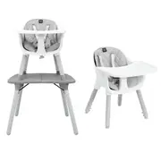 Costway 5-in-1 High Chair Convertible Highchair Chair Table Set Feeding Chair w/Security Harness Grey