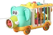 Pull Along Car Toy - Colorful Early Learning Pull Toys,Funny Fine Motor Skill Learning Game, Preschool Educational Activity for Home, Travel