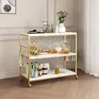 Kitchen Island Trolley Bar Cart Wine Rack Drinks Glass Bottle Holder Portable