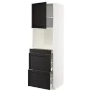 METOD / MAXIMERA hi cab f micro combi w door/3 drwrs, white/Lerhyttan black stained, 60x60x200 cm