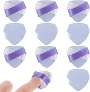 [Molain] 10 PCS Mini Makeup Puff Triangle Makeup Puff Finger Soft Makeup Puff Setting Sponge Mineral Powder Body Powder Cosmetic Foundation Cosmetic Finger Puff for Women(Purple)