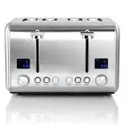 MegaChef Wide Slot Toaster 4-Slice 120V/1800-W in Stainless Silver w/ LED Screen