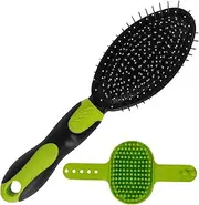 ZFLYCANP 2Pcs Dog Grooming Brush Kit, Dog Shampoo Brush, Double Sided Cat Hair Comb with TPR Handle Pet Bathing Supplies for Pet Lovers (Green)