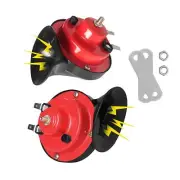 300DB Train Horn for Trucks Boat Car Air Electric 2pcs Super Loud Snail Red