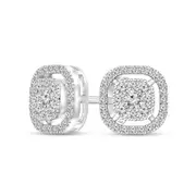 0.5 CT. T.W. Composite Diamond Cushion Frame Stud Earrings in 10K White Gold