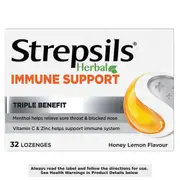Strepsils Herbal Immune Support Honey Lemon Lozenges 32 Pack
