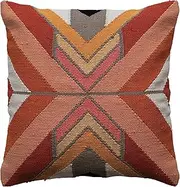 [Creative Co-Op] 20 Inches Square Woven Cotton Chevron Pattern, Multicolored Pillow, Multi