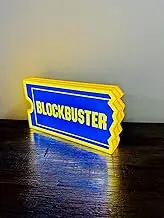 Blockbuster Illuminated LED Sign, USB-Powered Night Light, Blue and Yellow Wall Art