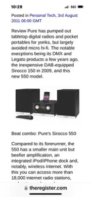PURE SIROCCO 550 Dab/Fm/Cd/ Wireless Internet radio. iPod Hi/Fi System NEW