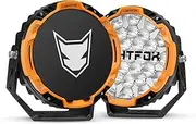 LIGHTFOX 2 PCs 9 Inch LED Driving Light Round, 16,342LM Spot Light Built-In DRL with Protective Covers & Colour Rings, Adjustable Angle with Wiring Harness, IP68 for Offroad Jeep Wrangler Truck Pickup