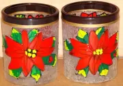 Yankee Candle Set of 2 Poinsettia Frosted Votive Candle Holders NEW HRP600
