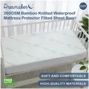 Kid Baby Boori Cot Bamboo Knitted Waterproof Fitted Sheet Mattress Protector