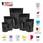 BLACK SHINY STAND UP POUCH FOIL COFFEE MYLAR FOOD POUCH ZIP LOCK GRIP HEAT SEAL