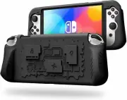 Case for Nintendo Switch OLED Model (2021) Silicone Cover w/ 3 Game Card Slots