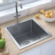 Handmade Kitchen Sink Home Under-mount Basin Multi Sizes Silver/Black vidaXL
