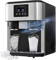 3 in 1 Countertop Small Ice Maker Machine,15Kg/24h Stainless Steel Ice Crusher Machine with LCD Display, 16 Ice Cubes in 7-9 Mins, for Home Kitchen Office Bar Party