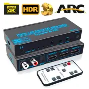 4K 60Hz HDMI Audio Extractor Splitter 3 In 1 Out HDMI 2.0b ARC Audio Switcher
