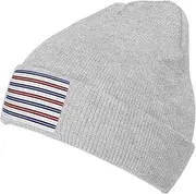 [WURTON] Red Blue White Gray Stripes Print Slouchy Beanie for Men Women Hip-Hop Soft Lightweight Running Beanie Adult Hats