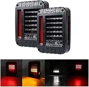 TDTAPN LED Taillight Rear Back Bumper Light Parking Back up Reverse Brake steering Tail Light Compatible for Jeep Wrangler JK JKU 07-18(EURO plug 2x-02)