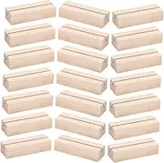 GARIOUANS 24Pcs Wooden Place Card Holders Recipe Card Stand for Weddings Parties and Events Sturdy Wooden Card Display Stands for Table Number Menu and Guest Cards