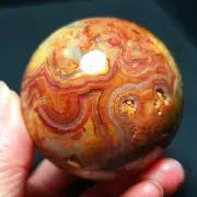 TOP 263.9G 58mm Natural Polished Banded Agate Crystal Sphere Ball Healing YWD214