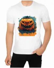 Pumpkin Face Death Horror Fearsome Art Scary Halloween art T Shirt