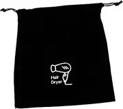 Hair Dryer Storage Bag, Drawstring Travel Case, Black Cotton, 30 x 26 x 0.5 cm