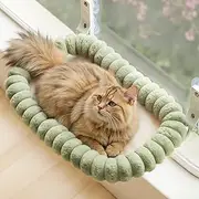 EDAGNY Stylish Cat Window Perch for Sunbathing and Viewing with Removable Reversible Cover - Foldable Cat Window Hammock Bed Sturdy with 4 Strong Suction Cups Holds up to 18kg (Green, M)