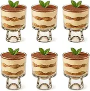 MQMCPDS 8 oz Glass Dessert Cups (Set of 6): Exquisite dessert cups for pudding, sundae, ice cream, cake, fruits, salads and cocktails - Also perfect for use as trifle bowls. (clear color)