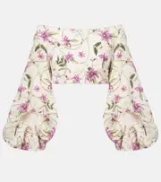 [Agua by Agua Bendita] Agua by Agua Bendita Duria floral linen crop top UK 14 multicoloured