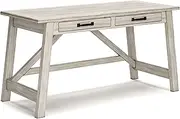 [Signature Design by Ashley] Carynhurst Farmhouse 60" Home Office Desk with Drawers, Distressed White