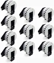 GROF DK-22210 Endless Label Paper - 10 Rolls Label Paper Compatible with Brother QL Label Printer - 29 mm x 30.48 m DK22210 Black