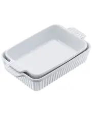 Ceramic Baking Dish 2 Pieces Rectangular Bakeware Set Deep for Baking
