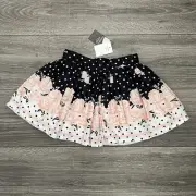 Pumpkin Patch Baby Girls Floral Skirt size 24M 2T Pink Floral Black Polka Dot