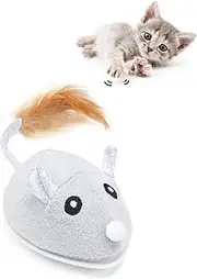 Petchain Interactive Cat Toy, Cat Toys for Indoor Cats Cat Feather Toys Automatic Cat Toy Cat Mouse Toy with Feather Tail Kitty Toys with USB Charging