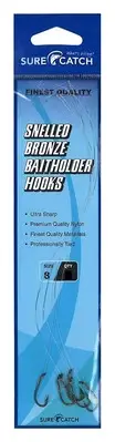 SURECATCH 6 x Snelled Bronze Baitholder Fishing Hook Rigs
