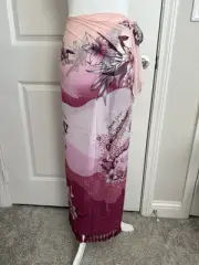 WHBM Pareo Fiji Sunset Pink Convertible Tropical Print Sarong Swim Cover-Up NWT