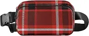 [Amooorous] Red and White Christmas Check Stylish Waist Bag Fanny Pack for Women Men Water Resistant Cross Body Bag Belt Pack with Adjustable Strap for Workout Running Hiking, Red and White Christmas Check, 1