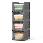 Closet Organizers and Storage, 4 Packs Stackable Plastic Storage Basket for C...