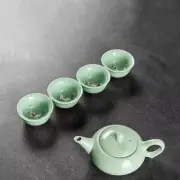 New Set Chinese Celadon Porcelain Teapot With Fish Tea Cup