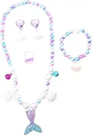 Abaodam Fashionable Jewelry Kit for Boys and Girls Mermaid Tail Pearl Necklace Bracelet Ring Ear Decorations