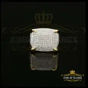 Men's Yellow Silver 4.50ct Cubic Zirconia Square Adjustable Ring From SZ 8 to 10