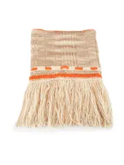 Beige Wool Tassel Trim Knit Snood