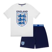 The England Football Association England Boys Pyjamas Short Three Lions Kids OFFICIAL Football Gift White Crest 12-13 Years